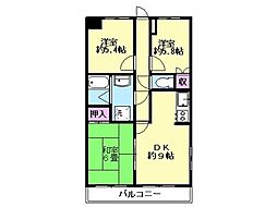 エムケイズ・ワンエステートコスギ 3DKの間取図画像