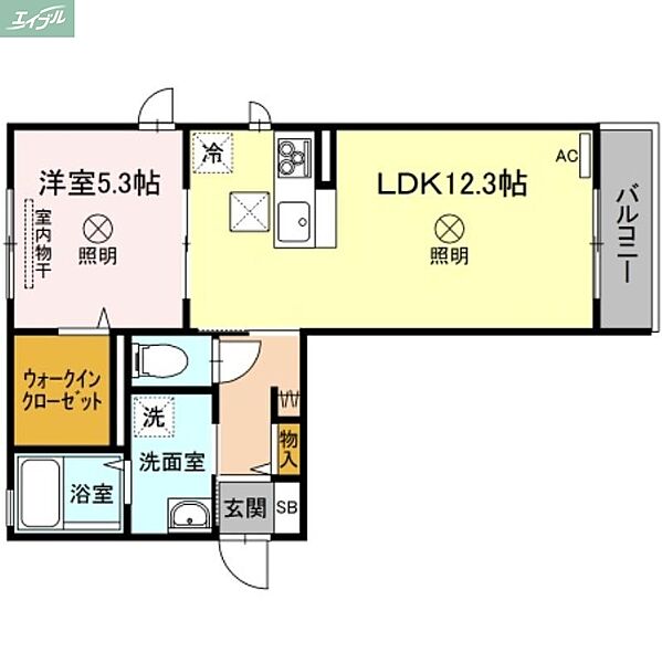 岡山県岡山市北区桑田町(賃貸アパート1LDK・1階・44.17㎡)の写真 その2