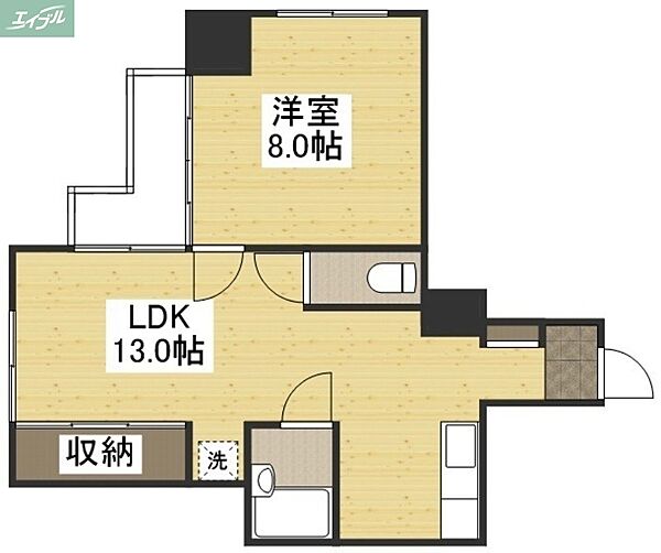 岡山県岡山市北区大供2丁目(賃貸マンション1LDK・4階・52.16㎡)の写真 その2