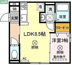 岡山県岡山市北区番町1丁目（賃貸アパート1LDK・1階・30.30㎡） その2