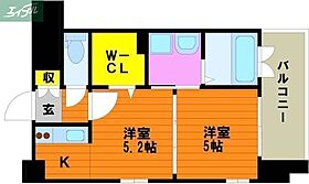 岡山県岡山市北区田町2丁目（賃貸マンション2K・3階・33.00㎡） その2