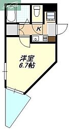 グランデール伊島 ワンルームの間取図画像