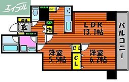 ライオンズタワー岡山表町 2LDKの間取図画像