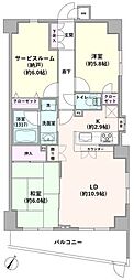 パテラスクエア久米川 2SLDKの間取図画像