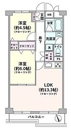 ニュー国分寺ハイツ 2LDKの間取図画像