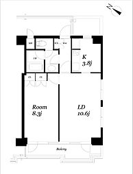 メゾンドゥース南麻布 1LDKの間取図画像