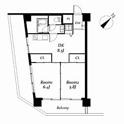 信越ビル 2DKの間取図画像