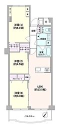 菊名ハイツ2号棟 3LDKの間取図画像