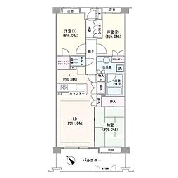 コスモ山手グレイスフォルム 3LDKの間取図画像