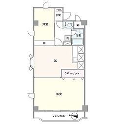 豊栄綱島マンション 2DKの間取図画像