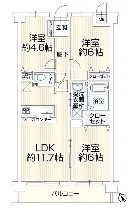 3LDK 間取り