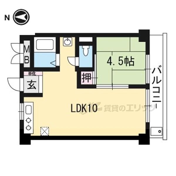 パールハイツイナリ 3032｜京都府京都市伏見区深草一ノ坪町(賃貸マンション1LDK・3階・33.20㎡)の写真 その2