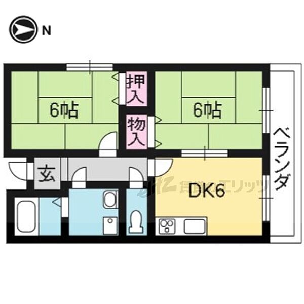 グリーンプラザかどの 407｜京都府京都市右京区西京極新明町(賃貸マンション2DK・4階・42.48㎡)の写真 その2