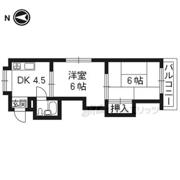 吉祥院ドルフ21 402｜京都府京都市南区吉祥院長田町(賃貸マンション2K・4階・34.06㎡)の写真 その2