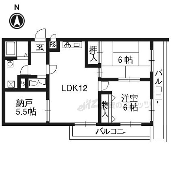 カレント桂 202｜京都府京都市西京区大枝沓掛町(賃貸マンション3LDK・2階・65.66㎡)の写真 その2