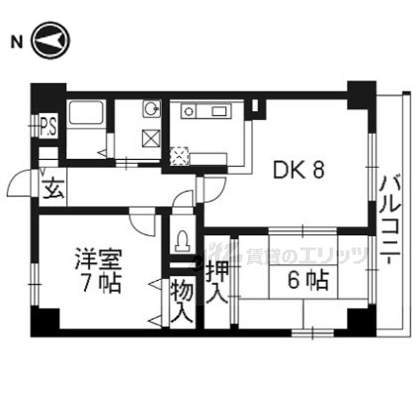 カサ・デ・高ノ手 305｜京都府京都市南区久世中久世町1丁目(賃貸マンション2LDK・3階・56.70㎡)の写真 その2