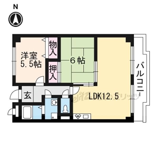 Ｋグランド樋爪 302｜京都府向日市上植野町樋爪(賃貸マンション2LDK・3階・55.20㎡)の写真 その2