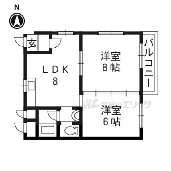 太田マンション 202｜京都府京都市西京区御陵北山町(賃貸アパート2DK・2階・35.64㎡)の写真 その2