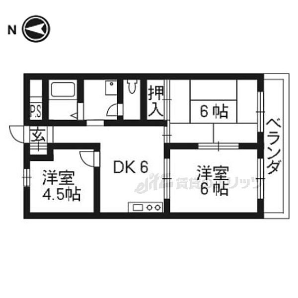 ビラキヨシ 307｜京都府向日市寺戸町北前田(賃貸マンション3DK・3階・46.00㎡)の写真 その2