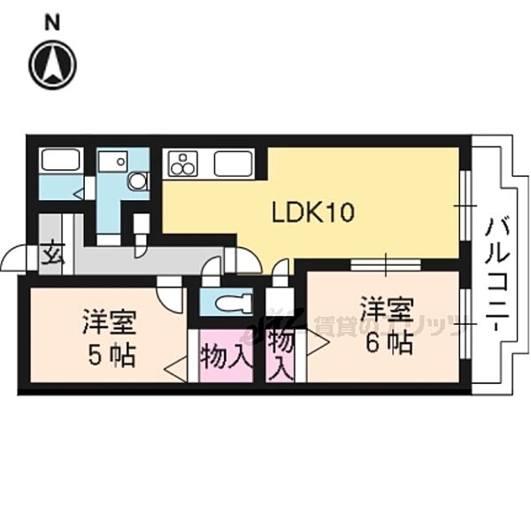 ローレルコート五番館 106｜京都府長岡京市開田４丁目(賃貸マンション2LDK・1階・55.02㎡)の写真 その2