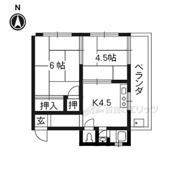 ロハス長岡京 2-D｜京都府長岡京市開田３丁目(賃貸マンション2DK・2階・32.50㎡)の写真 その2