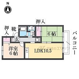 セジュール久我 2LDKの間取図画像