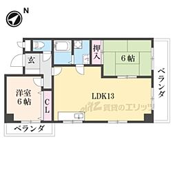 ルミエール泉 3階2LDKの間取り