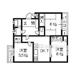 カーサナカムラパート1 3DKの間取図画像