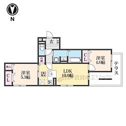 D-ROOM伏見駅前 2LDKの間取図画像