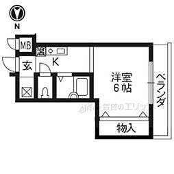 プランドール 1Kの間取図画像