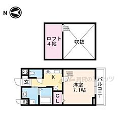 アリーサイド 1Kの間取図画像