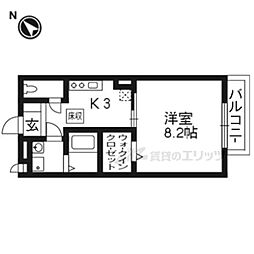 グラシューズメゾン2 1Kの間取図画像