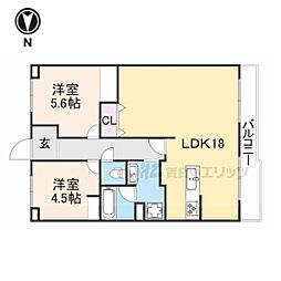ディオ・フェルティ京都久我 2LDKの間取図画像