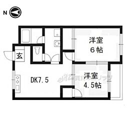 ORYZA東寺 2DKの間取図画像