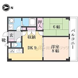 グリーンヴィレッジ吉田 2DKの間取図画像