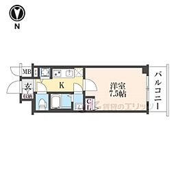 ドムールY 1Kの間取図画像