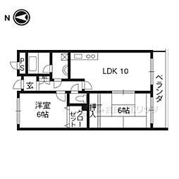 野村マンション 2LDKの間取図画像