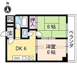 第20洛西ハイツ久我 2DKの間取図画像