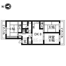 カルムハイツ平井 3DKの間取図画像