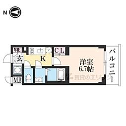 ソルテラス京都東寺HOMARE 1Kの間取図画像