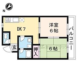 スペイシャス桂 2DKの間取図画像