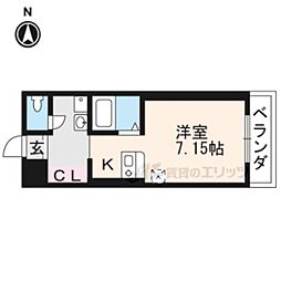 キャッスル京都南 1Kの間取図画像