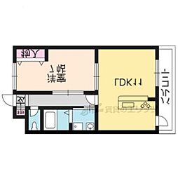 フレーヴァー七瀬川 1LDKの間取図画像