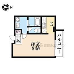 山善ビル 1Kの間取図画像