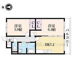 ケイズメゾン春日森 2DKの間取図画像