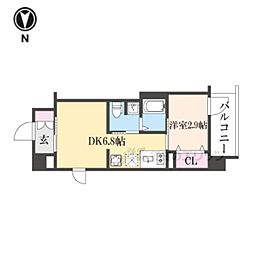 エンゼルプラザ京都太秦 1DKの間取図画像
