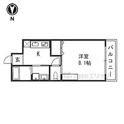 MESAVERDE桂B棟 1Kの間取図画像
