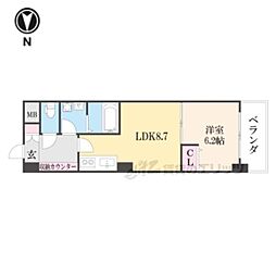 エターナルコート三条 1LDKの間取図画像