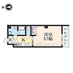 プール・トゥジュール東福寺 1Kの間取図画像