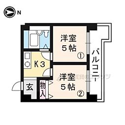 アメニティー京都二番館 2Kの間取図画像